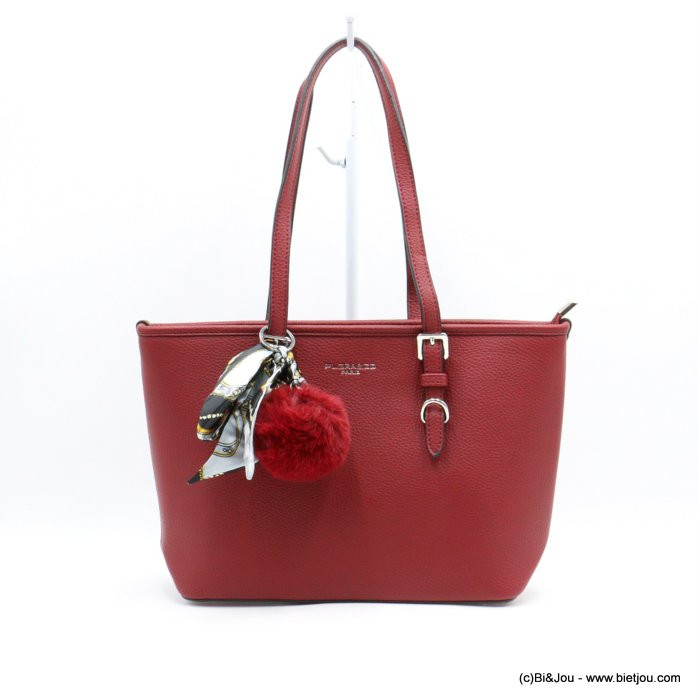 cabas tote porté épaule Flora&Co simili-cuir grainé boule de poil foulard femme 0922024 cabas tote porté épaule Flora&Co simili-cuir grainé boule de poil foulard femme 0922024