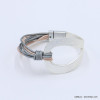 bracelet manchette multi-brins cuir aimanté boucle métal femme 0218022 rose