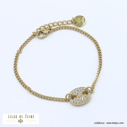 bracelet acier inoxydable grain de café strass femme 0221593