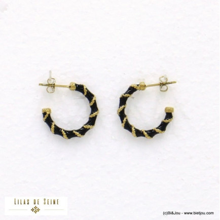 boucles d'oreilles demi-créole acier inoxydable émail femme 0322027
