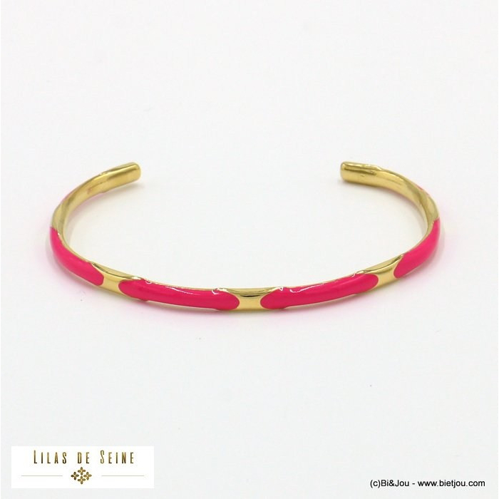 bracelet jonc fin acier inoxydable émail femme 0222025