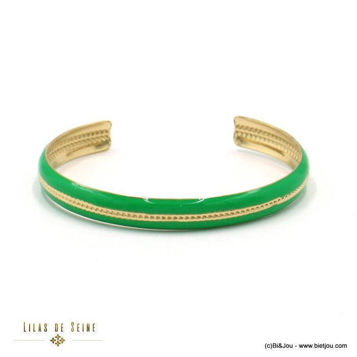 bracelet jonc acier inoxydable émail vintage femme 0222048