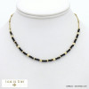 Collier acier inoxydable tubes billes facettées pierre femme 0122020 noir