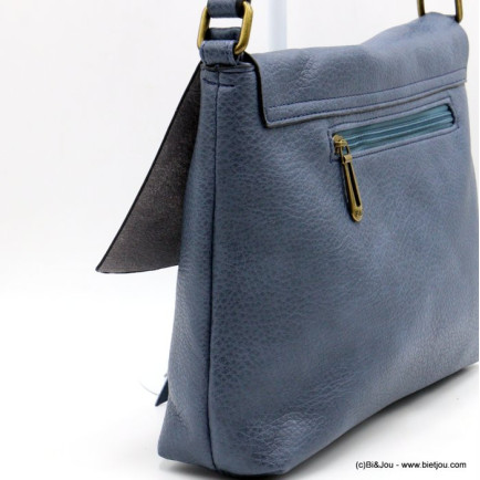 Sac à bandoulière Flora&Co besace simili-cuir souple grainé femme 0921036 bleu foncé