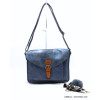 Sac à bandoulière cartable Flora&Co simili-cuir souple rabat scintillant boule de poil foulard femme 0922050 bleu foncé