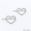 2 pinces plate à cheveux coeur métal perles femme 0622029