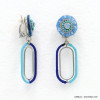 boucles d'oreille clip boho chic métal-strass-polyester femme 0322033 bleu