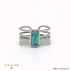 bague large acier inoxydable chevrons cabochon rectangle pierre femme 0422035