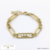 bracelet acier inoxydable 3 cabochons pierre chaîne maille trombone femme 0122066