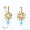boucles d'oreilles acier inoxydable soleil rayonnant bille facettée pierre femme 0322036