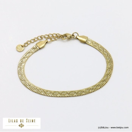 bracelet acier inoxydable minimaliste chaîne maille miroir motif tresse 5mm femme 0222095