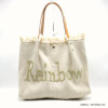 cabas porté épaule coton message tricotin cousu "Rainbow" anses cuir femme 0922070