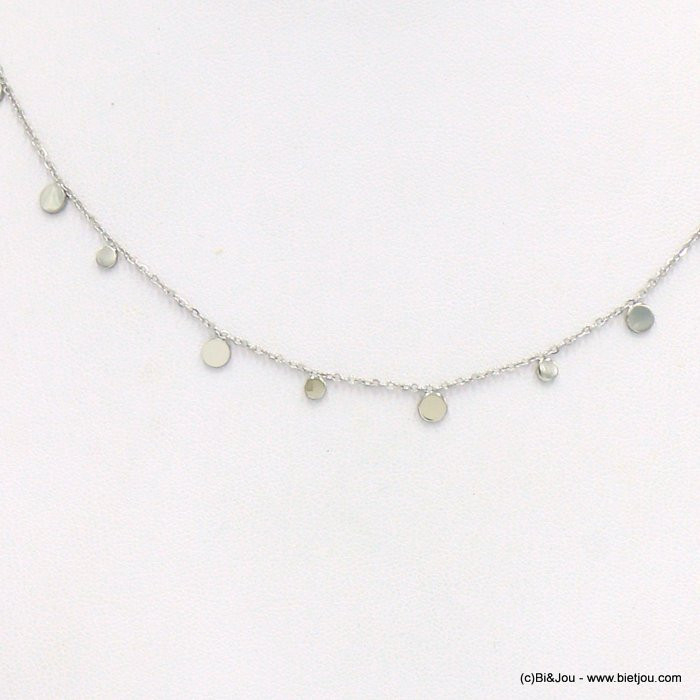 collier acier inoxydable breloque pampille ronde femme 0122075 argenté collier acier inoxydable breloque pampille ronde femme 0122075 argenté