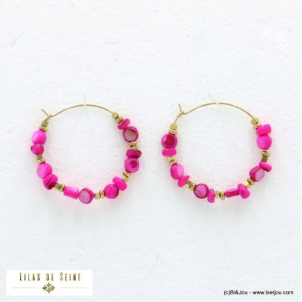 boucles d'oreille créoles nacre acier inoxydable femme 0322093