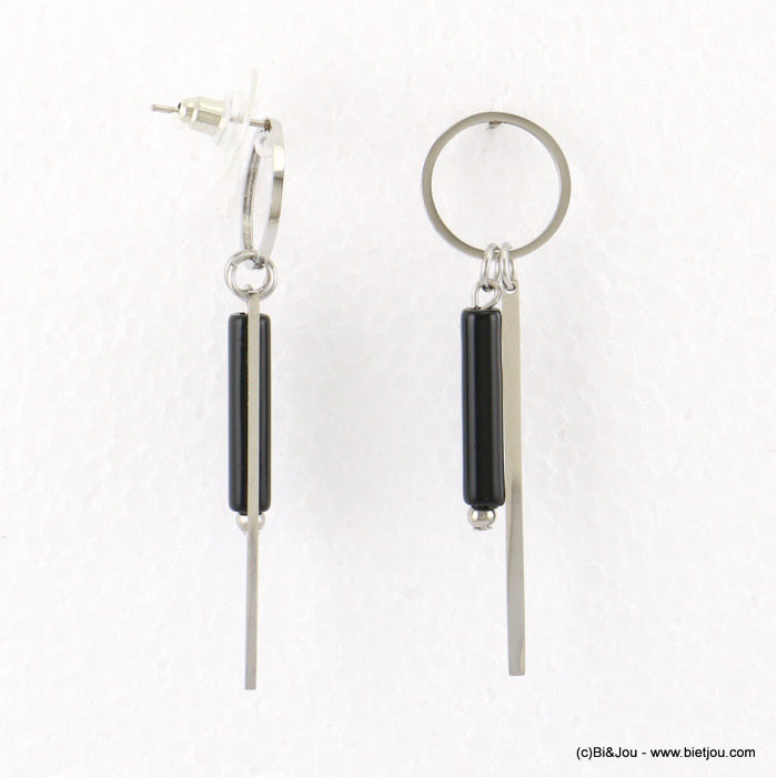 boucles d'oreille acier inoxydable géométrique anneau tige femme 0317686 boucles d'oreille acier inoxydable géométrique anneau tige femme 0317686