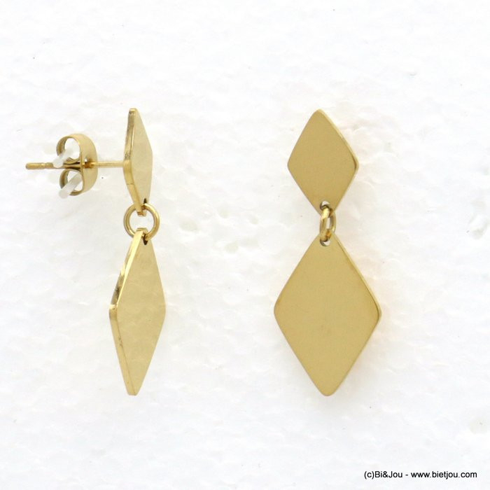 boucles d'oreille acier inoxydable minimaliste losanges femme 0319702 boucles d'oreille acier inoxydable minimaliste losanges femme 0319702