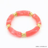bracelet vintage élastique tubes résine colorée métal femme 0222137 rose nude