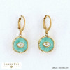 boucles d'oreille acier inoxydable oeil porte-bonheur résine époxy femme 0322107