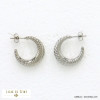 boucles d'oreille demi-créoles acier inoxydable strié minimaliste femme 0322072