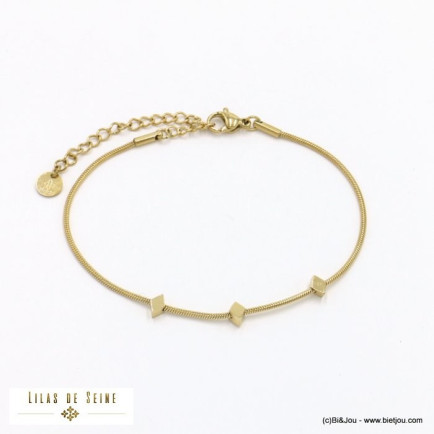 bracelet acier inoxydable minimaliste géométrique losange chaîne serpent femme 0222138