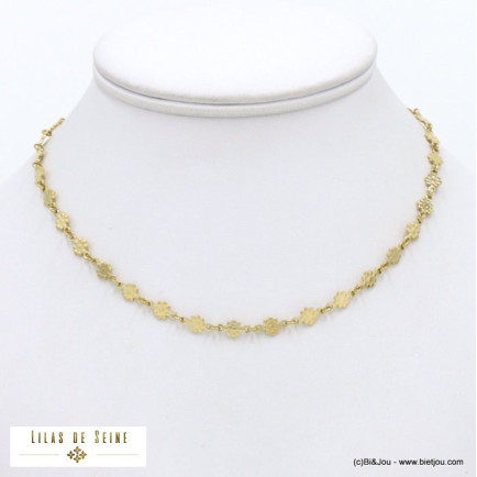 collier acier inoxydable chaîne fleurs femme 0122082