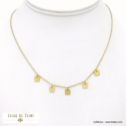 collier acier inoxydable breloques carrées femme 0122115
