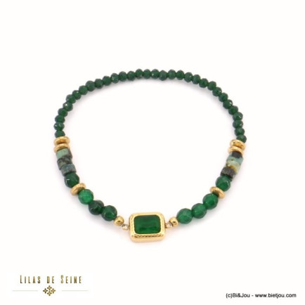 Bracelet Femme En Perles Naturelles Et Acier Inoxydable - Élastique, Style élégant Pour Toutes Occasions