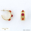 boucles d'oreilles créole ouverte acier inoxydable arabesque cabochons goutte pierre véritable femme 0322528