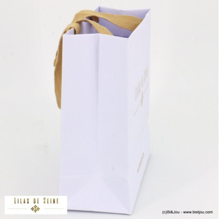 5 sacs cadeau carton texturé avec anses en coton pour bijoux Lilas de Seine 0622501 blanc