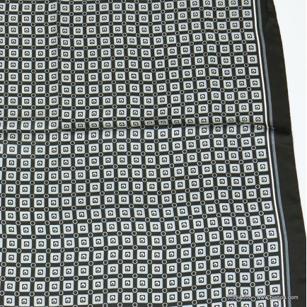 carré satin motif géométrique vintage touché soie polyester femme 0722514 noir