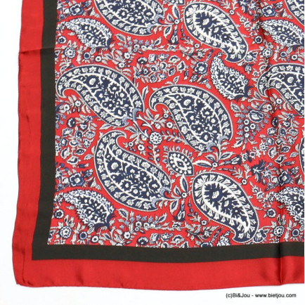 carré effet satiné motif cachemire vintage touché soie polyester femme 0722515 rouge