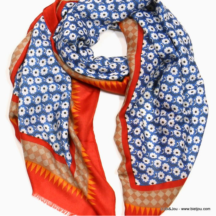 foulard motif marguerites femme 0722523 fushia