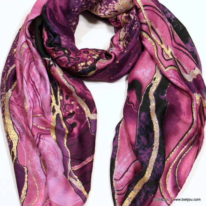 foulard scintillant motif abstrait femme 0722526 violet