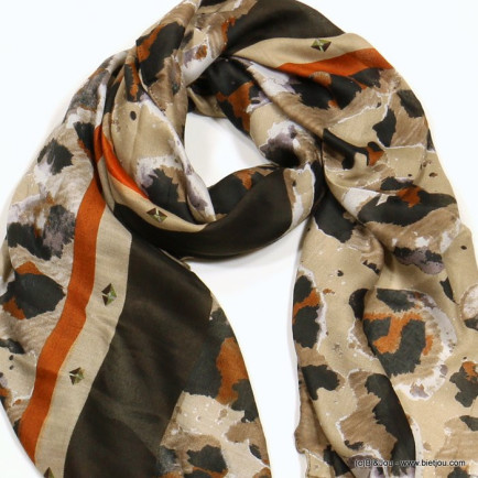foulard motif léopard femme 0722527 naturel/beige