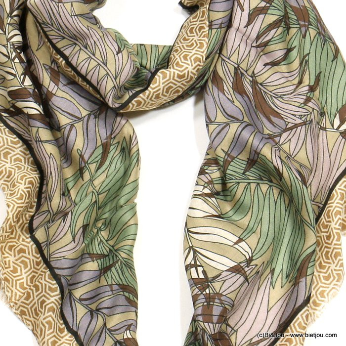 foulard motif fougère femme 0722529 naturel/beige foulard motif fougère femme 0722529 naturel/beige