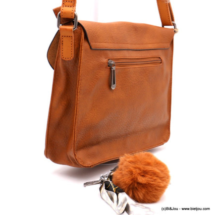 Sac à bandoulière SANS POMPON façon cartable Flora&Co simili-cuir souple femme 0922048 marron