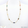 Sautoir acier inoxydable perles pierre naturelle chaîne maille gourmette 0122501 multi