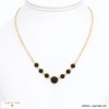 Collier perles pierres naturelles et acier inoxydable à chaîne maille rectangle 0122543 noir