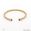 Bracelet jonc romain torsadé avec cabochon pierre naturelle 0222533 rouge