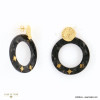Boucles d'oreille anneau résine acétate façon écaille de tortue acier inoxydable femme 0322572 noir