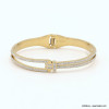 Bracelet jonc noeud marin chic en acier inoxydable et strass 0222548 doré