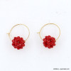 Créoles chic perles cristal facetté forme framboise pour femme 0322578 rouge
