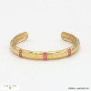 Bracelet large en acier inoxydable à motifs étoiles et strass colorés 0222525 fushia