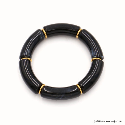 bracelet vintage élastique tubes 11mm acrylique coloré métal femme 0222537-01