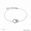 Bracelet deux anneaux strass et acier inoxydable 0222536 argenté