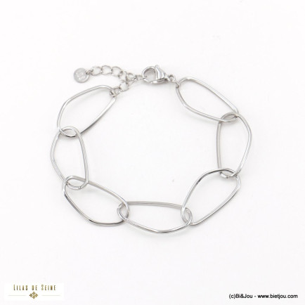 Bracelet chaîne à gros anneaux en acier inoxydable 0222502 argenté