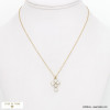 Collier chaîne acier inoxydable et talisman croix cristaux 0122545 blanc