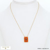 Collier pendentif gri-gri en pierre véritable et acier inoxydable 0122547 rouge