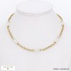 Collier court chaîne acier et perles en pierres naturelles facettées 0122552 blanc