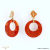 Boucles d'oreilles pendantes à clips oreilles non percées acétate et acier 0322563 cognac